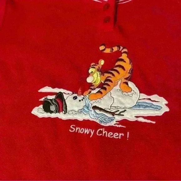 vtg disney winnie the pooh Tigger Snowman womens fleece night gown pajamas M - Picture 3 of 8